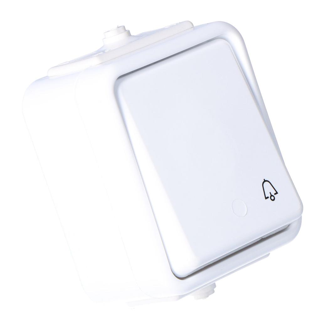 Surface-mounted "bell" button, IP44, white CEDAR