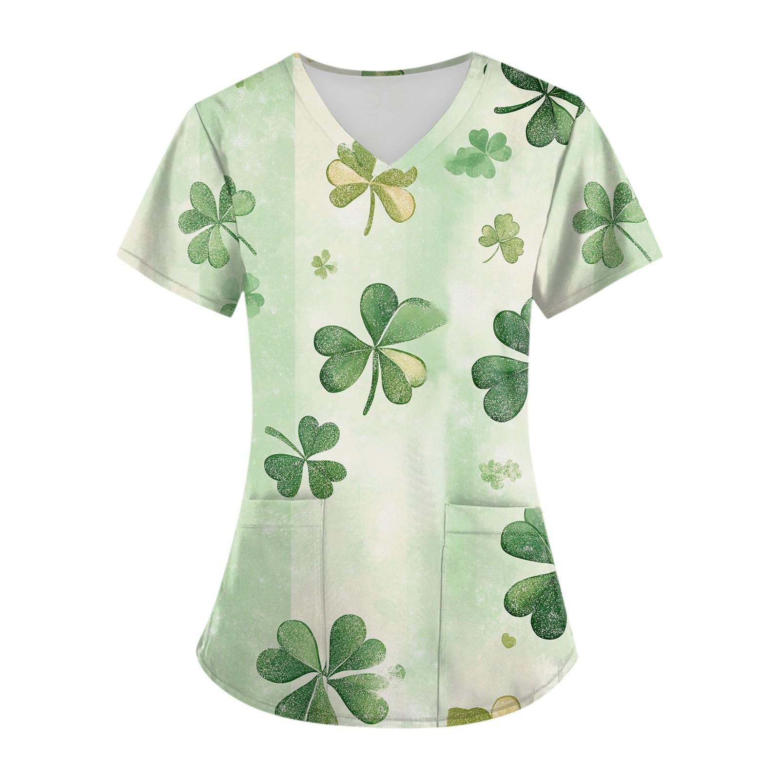 

Женский топ с карманом и коротким рукавом с крестом и V-образным вырезом XL светло-зеленый