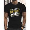 Sommer-T-Shirt für Herren in Übergröße, Glitzer-Print „It's My Birthday Week“, Kurzarm, trendiges Freizeit-Top für den Alltag, für große und kräftige Männer