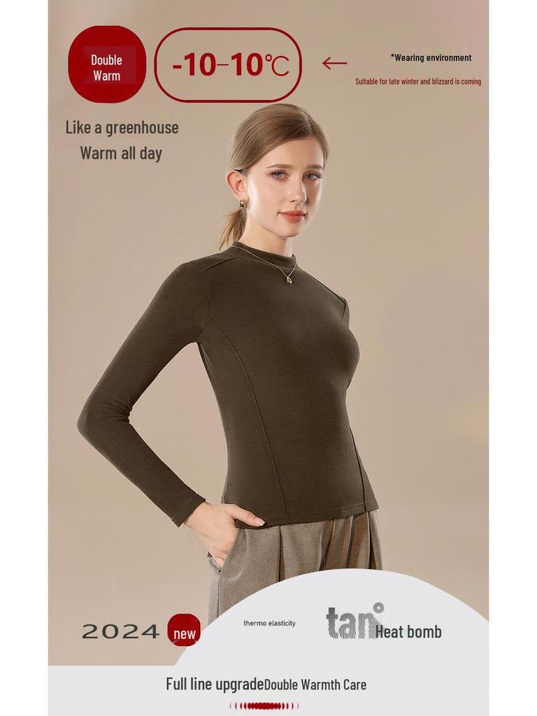 Slim-Fit Half-High Neck German Velvet Warm Mid-Neck Cashmere Knitwear Top