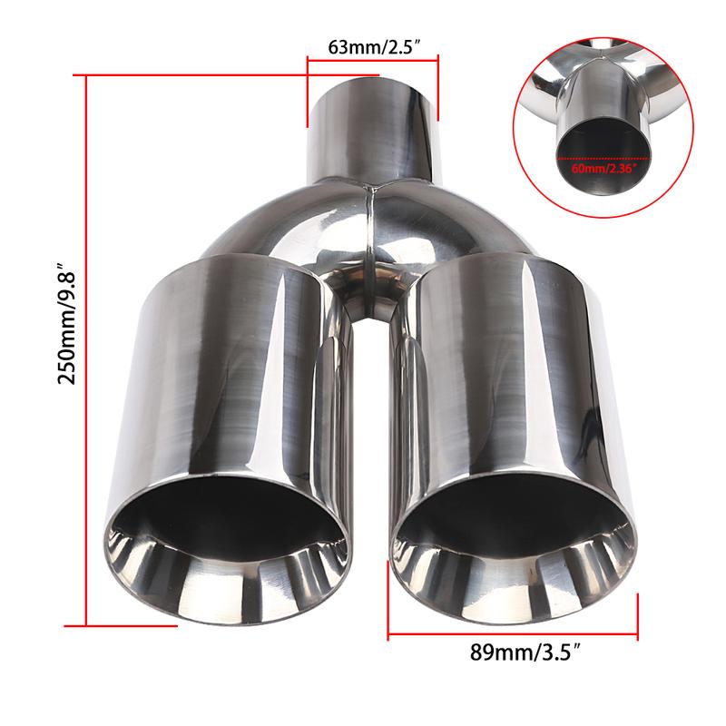 Dual Exhaust Tips Muffler Tail Pipe 63mm Inlet 89mm Outlet Polished Stainless Steel Weld-On Tips Universal Fit for Cars & Trucks