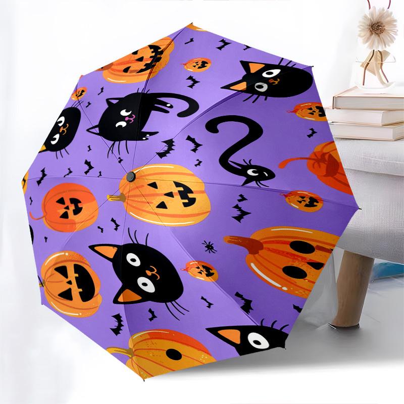 Halloween, Black Cat- Automatic umbrella,Suitable for Men and Women,Suitable for Birthdays, Christmas, Gifts for Fashion Lovers0917b