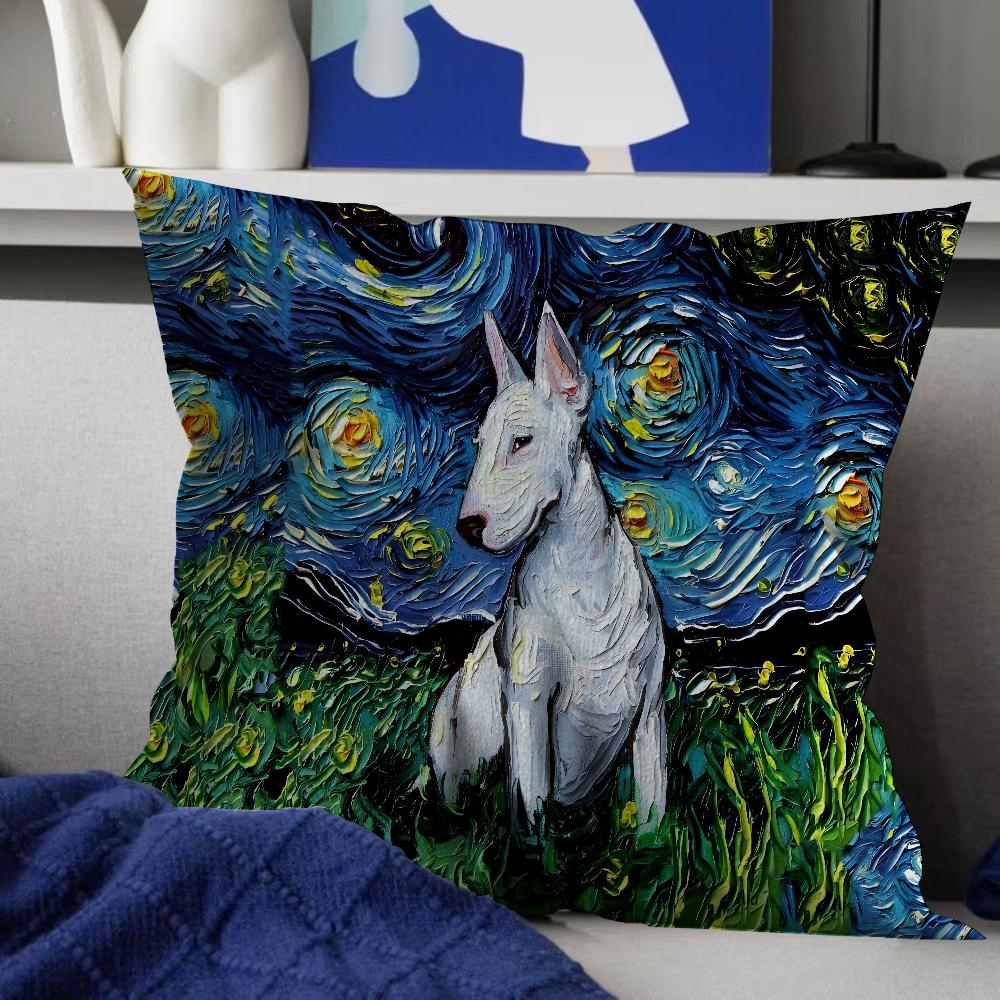 English Bull Terrier Dog Cushion Cover Inches Farmhouse Decor Home Throw Pillow Covers for Couch Decorations