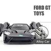 Model auta Ford GT v měřítku 1/36, stahovací autíčko s otevřenými dveřmi pro děti Batole Kluci Dívčí Dárková kolekce