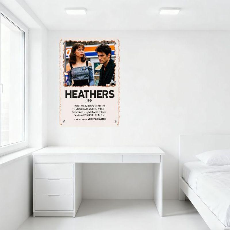 Heathers (1999) Vintage Metal Tin Sign Winona Ryder Christian Slater Movie Poster Distressed Wall Decor for Man Cave Bar Cafe