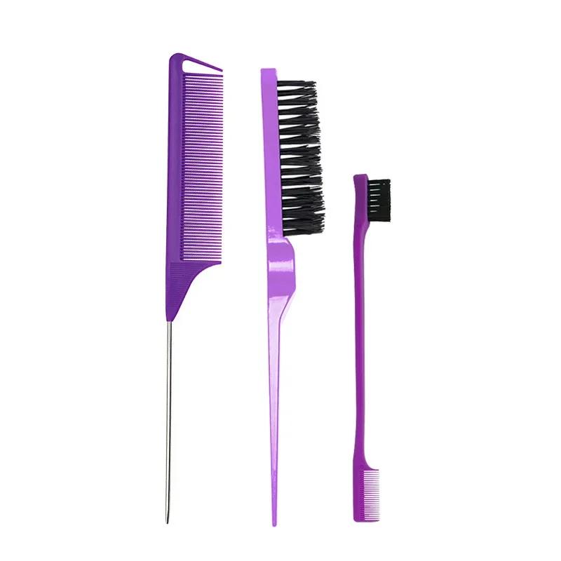 3pcs/set Hair Coloring Brushes Combs Pointed Tail Hairdressing Comb Double Comb Three Rows of Styling Brush Eyebrow Brush Tools