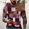Spliced Men's T-Shirt Retro Short Sleeved Tees Men's Clothing Plaid Pattern Printed T-Shirts Oversized European Tops
