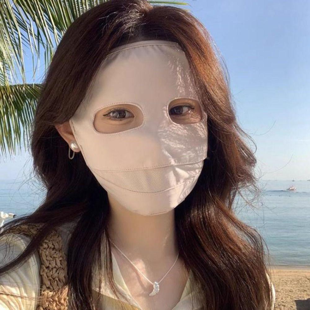 Solid Color Sunscreen Mask Sunscreen Face Scarf Face Cover Breathable Ice Silk Mask  Golf