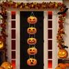 Scared Emoticon Pattern Halloween Pumpkin Door Hanging Sign Halloween Hanging Banner  Haunted House