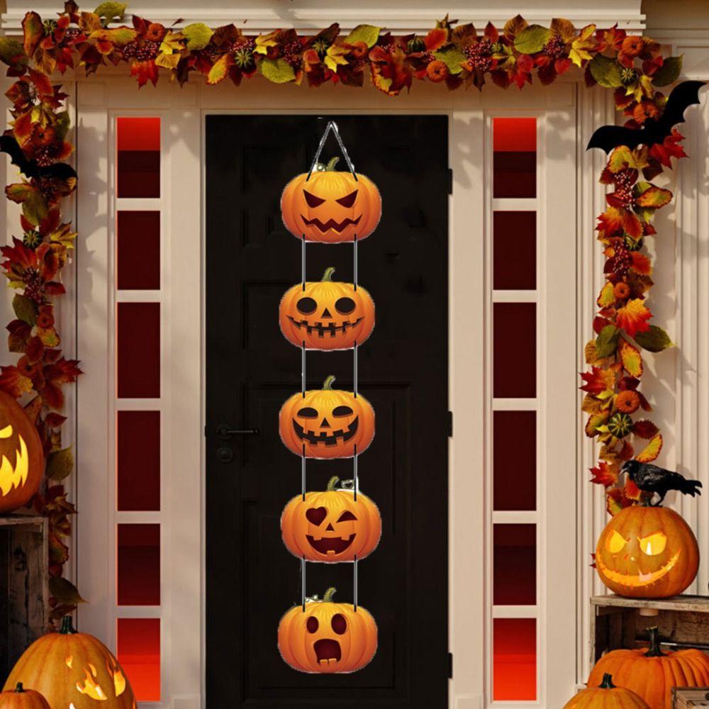 Multiple Style Halloween Pumpkin Door Hanging Sign Paper Halloween Hanging Banner  Haunted House