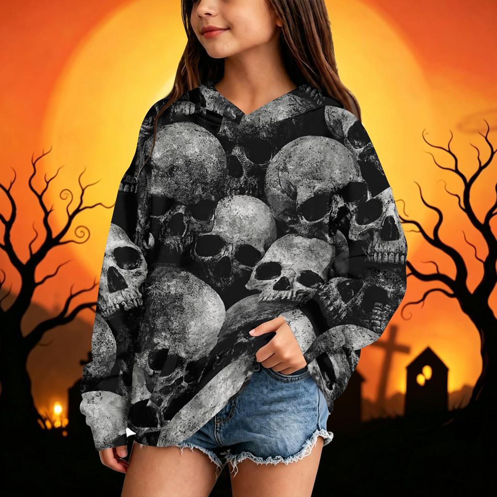Kids Halloween Casual Printed Hoodie for Boys and Girls