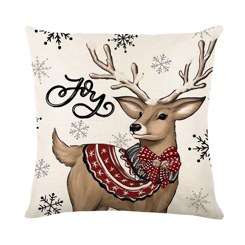 

Christmas Sofa Decorative Cushion Cover Linen Printed Cushion Cover Home Living Room Bedroom Cushion 45 * 45Cm (without pillow core)