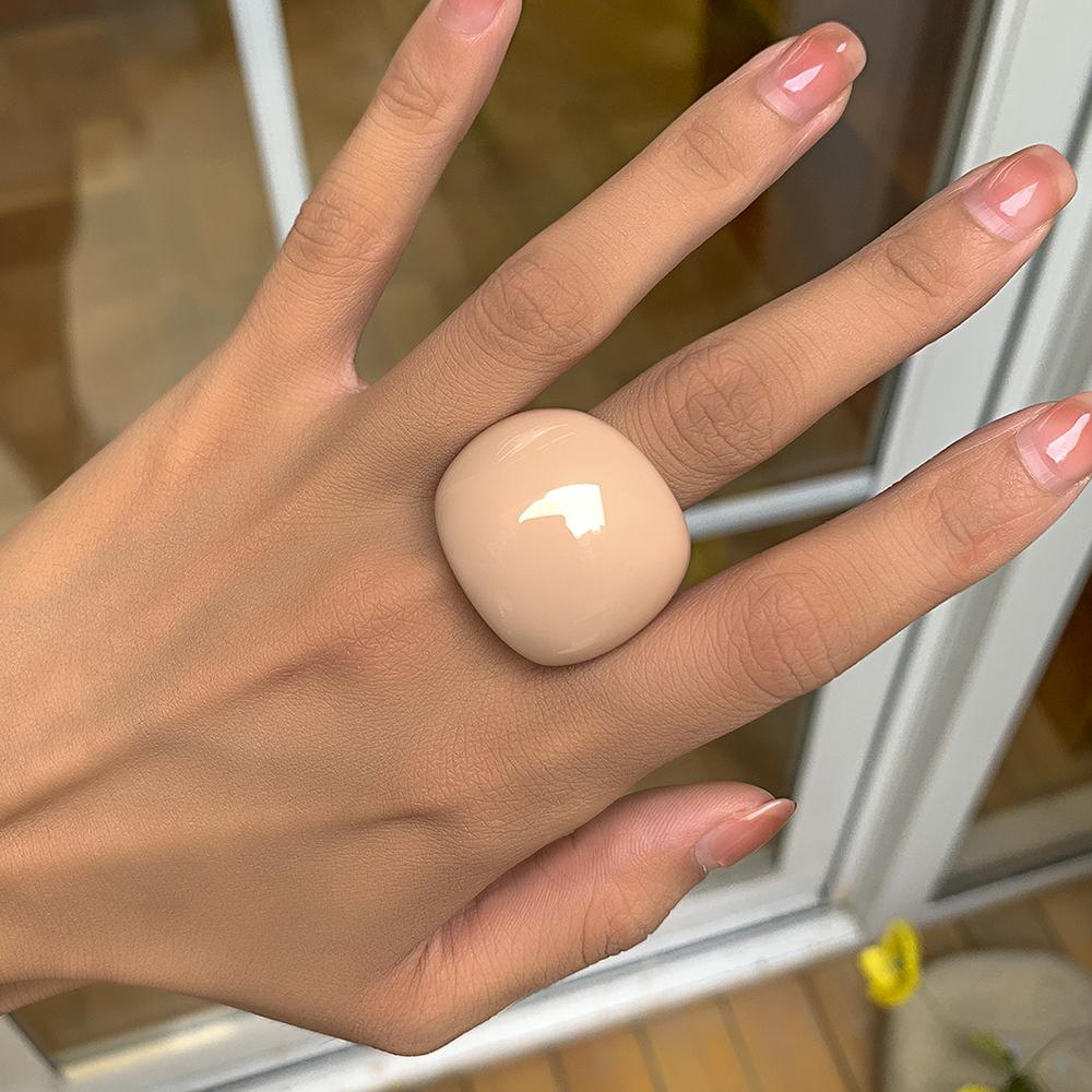 

Lacteo 6 Style Y2K Rainbow Colorful Transparent Resin Acrylic Smooth Geometric Round Rings Set for Women Finger Jewelry Gifts