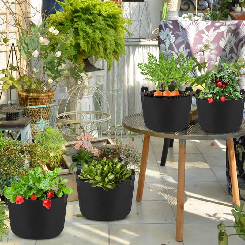 7 bucăți saci de plante pentru plantarea ghivece din țesătură îngroșată cu mânere, saci de grădinărit pentru fructe, legume și flori.