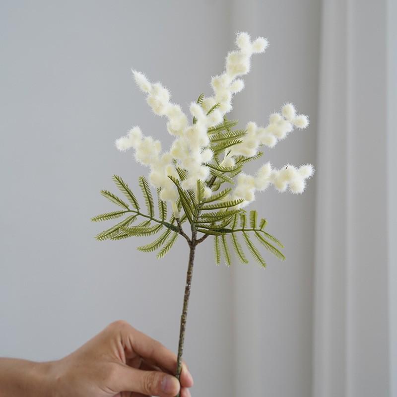Umělá akácie Umělé květiny Žlutá mimóza Sprej Větev s třešňovými plody Svatba Domácí stolní dekorace Umělá květina