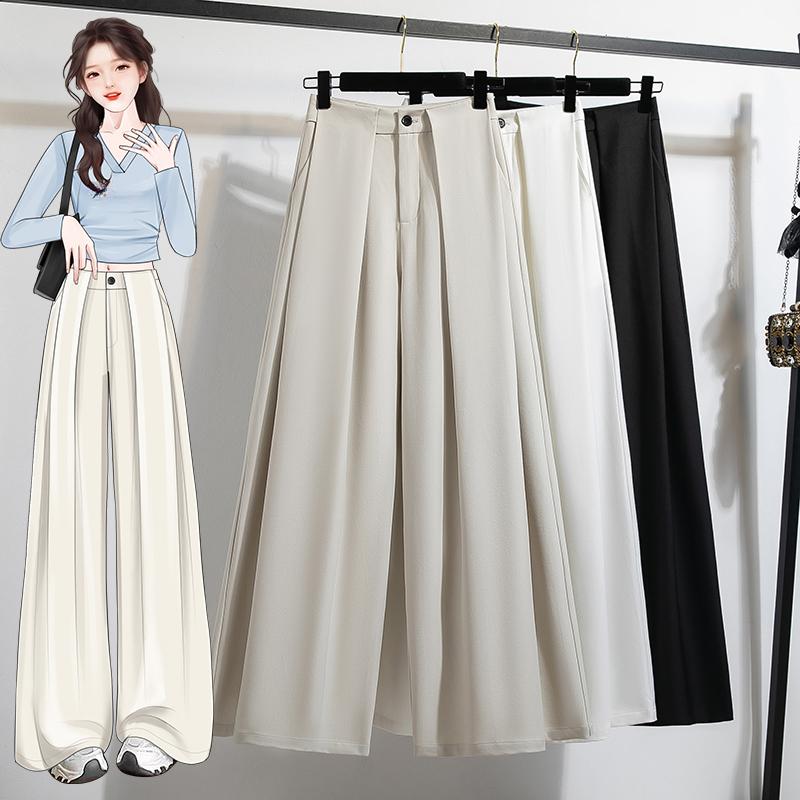 Pantaloni da Loungewear Larghi da Donna Taglie Forti Vita Alta Elastica Pantaloni Casual Culotte Svasati