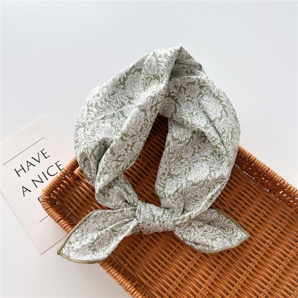 Cotton And Linen Small Square Scarf Silk Scarf Women'S Spring And Autumn New Style Artistic And Versatile Fashionable Temperament Headband Scarf