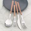 4Pcs Gold Besteck Set Edelstahl Geschirr Holzgriff Geschirr Glänzend Messer Gabel Löffel Westlichen Küche Besteck Set