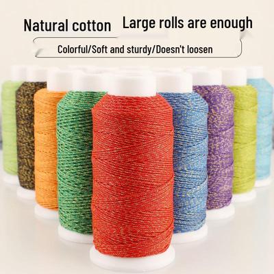 Gold Hand-Rubbed Cotton Thread Woven Tassel Rope - Wear-Resistant Beading String