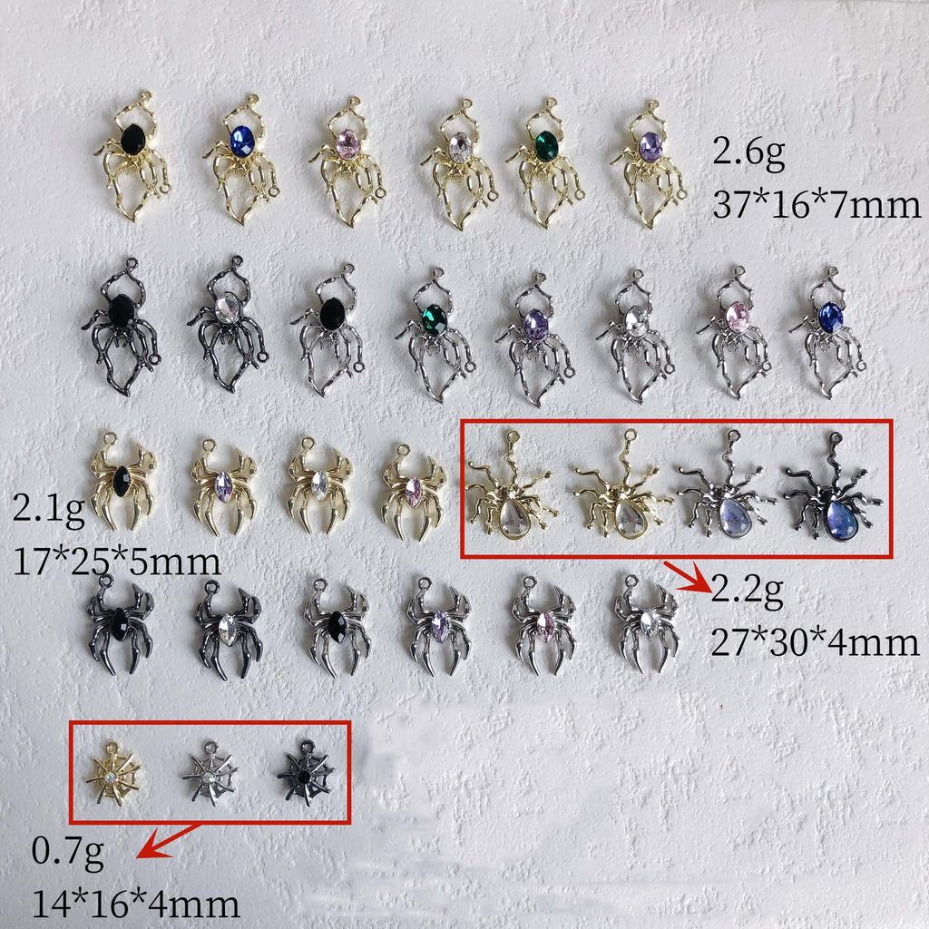 2pcs Alloy Pendants Spider Shape Colorful Unique Style Single Hole Pendants for Jewelry Making DIY Handmade Supplies Accessories