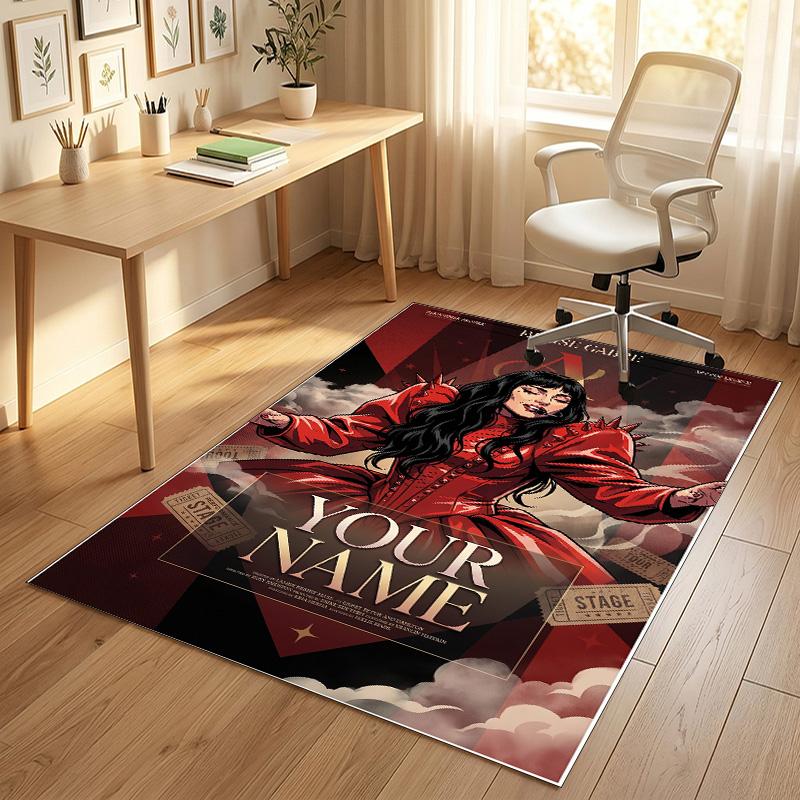 Personalized Crystal Velvet Carpet,Lady Gaga Custom Printed Name, Plush Area Rug For Home Indoor Decor