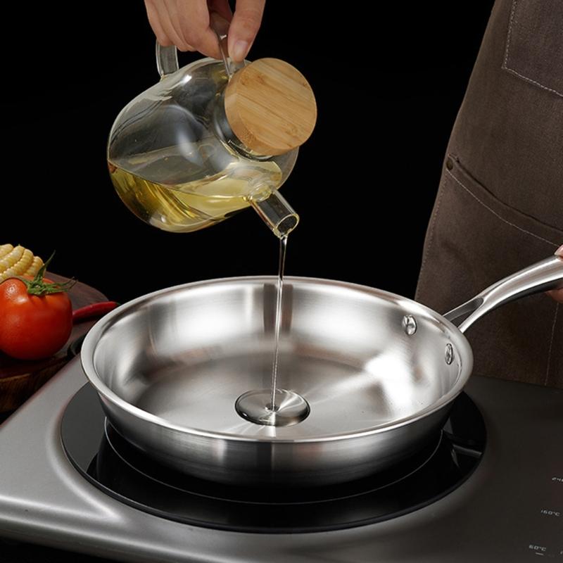 Stainless Steel Nonstick Frying Pan With Glass Lid For Even Heating And Ergonomic Grip Kitchen Cookware