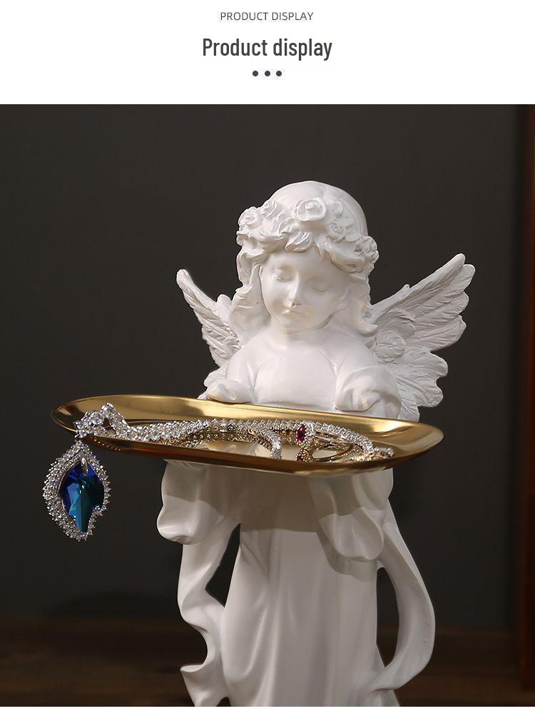 Angel Girl Jewelry Tray Figurine - Creative Resin Sculpture Gift