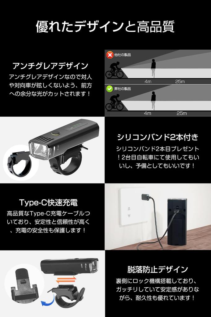 Fahrradlicht Sensor Auto USB IPX4 400 4 Beleuchtung Batteriestandsanzeige Design T.O.T Licht, Modus, Ein/Aus, Wiederaufladbar, Wasserdicht, Kompakt, Lumen, 1800mAh,