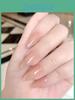Handmade Nude Color Almond-shaped Nail Stickers For Women Ice Transparent Style