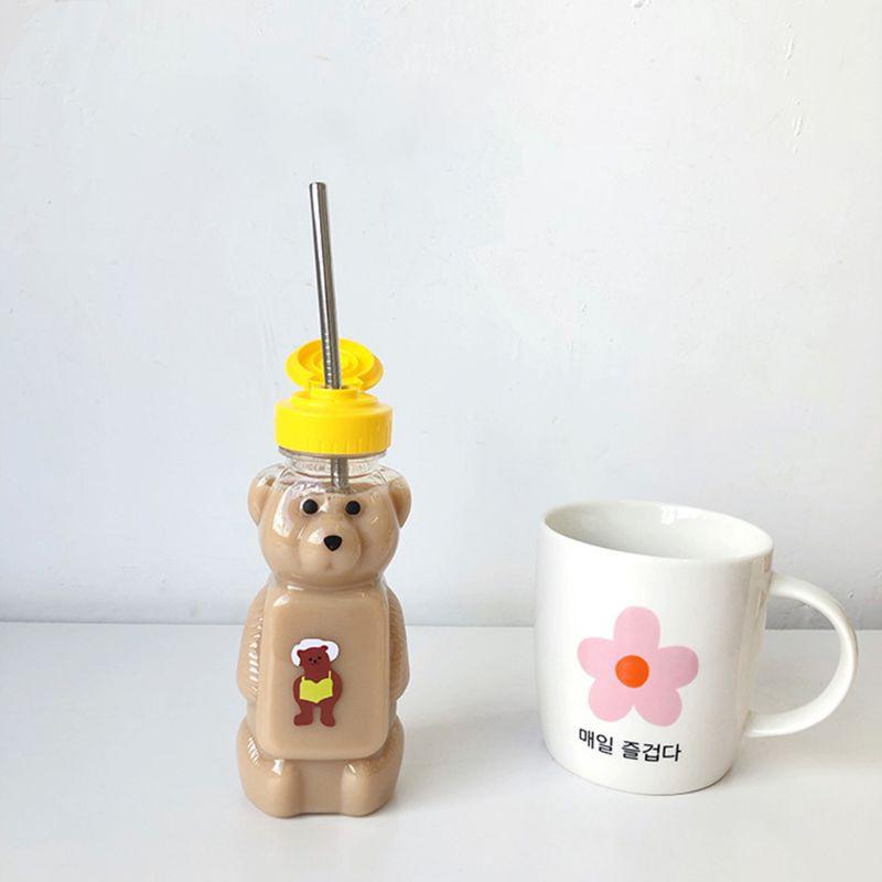 Nydelig tegneserie Bjørn Halmkopp Vannflaske med lokk Lekksikker Hjemreiseparkopp