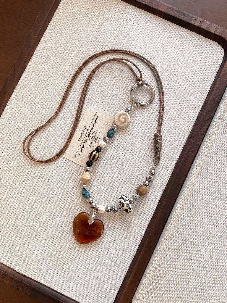 18k vergoldete Tigerauge Perlenanhänger Halskette - Retro Schlüsselbeinkette für Herbst/Winter.