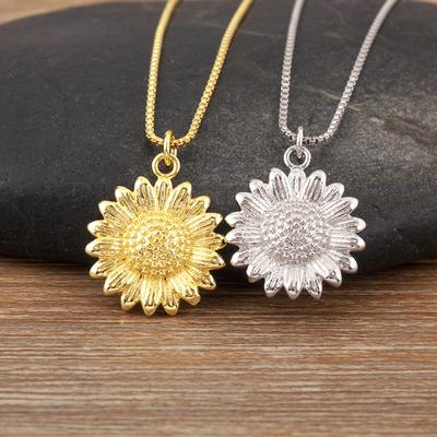 Nidin Neue Trendige Sonnenblumenform Anhänger Halskette Für Frauen Mädchen Geburtstagsparty Kupfer Hals Schmuck Zubehör Geschenke