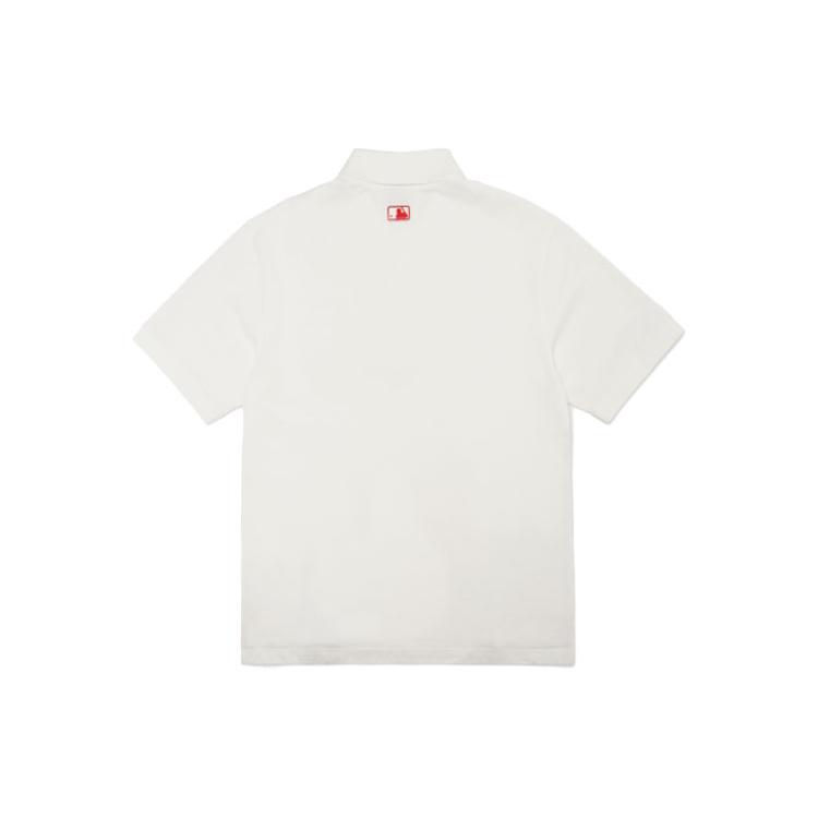 MLB Base Logo Polo Shirt Men's Ivory White 3LPQH1023-50IVS