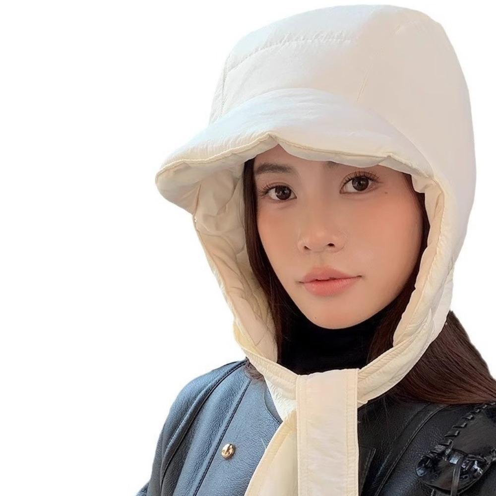 Winter Bomber Hats Down Cotton Bib Cap New Ear Protection Hat Men Women