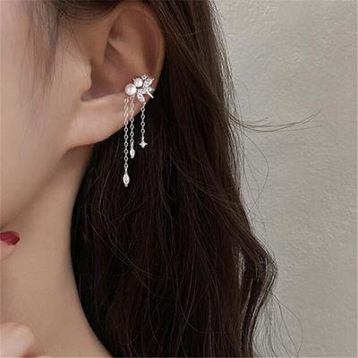 1 ks 925 rýdze striebro Bez prepichnutia Zirkónový strapcový korálkový perlový klip náušnica pre ženy dievčatá Náušnica na ucho Šperky Brincos Bijoux Femme