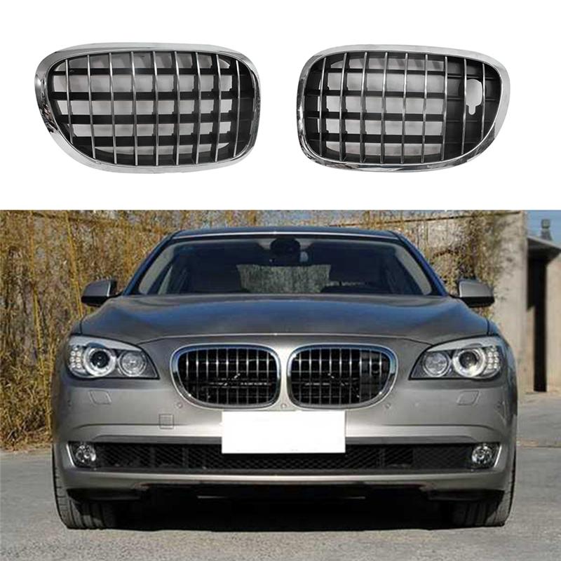 Ac29-Car Front Radiator Kidney Grille For BMW 7 Series F01 F02 F04 740I 750I 760I 2009-2012 BlackSilver Right