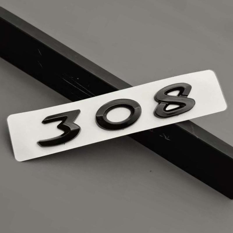 Badge Auto 3D ABS Nuove Lettere 308 Logo Emblema Cromato Nero Adesivo Decalcomania Posteriore Baule Auto Accessori Per Peugeot 308 SW GT Line