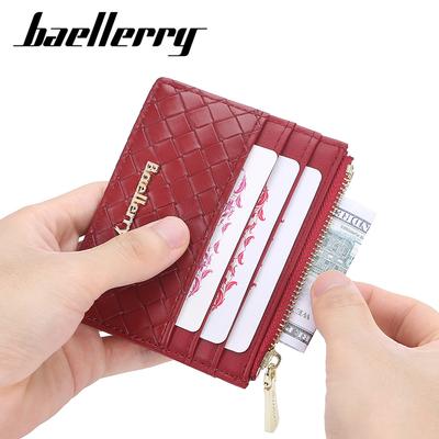 Damenmode Mini Geldbörse PU Leder Reißverschluss Münzgeldbörse Lässige Damen Kartenhalter Geldbörsen Webmuster Geldbörse