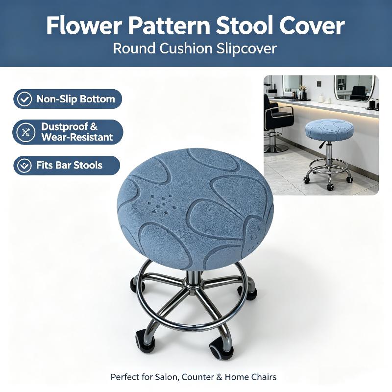 Stretch Round Chair Cover Elastic Thickened Bar Stool Slipcover 1Pcs Washable Anti-scratch for Cafe Office Kitchen Use