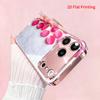 2DFlat electroplated tempered glass phone case,Pink Rose Petals on Marble,suitable for iPhone 18 Pro Max 17 16 15 14 13 12 11