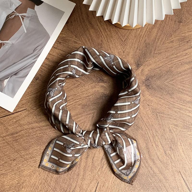 Silk Scarf Neck Small Square Scarf High Sense Summer New Thin Shirt Small Scarf Scarf Shawl Headscarf Headband