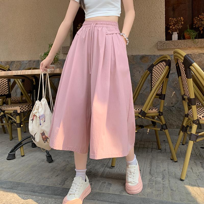 Summer Thin Large Size Women's Casual Straight Wide Leg Pants Culottes