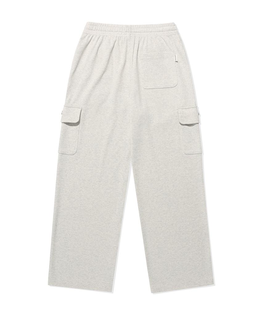 WACKY WILLY Women'S Wide Fit Cargo Knit-Like Pants Oatmeal
