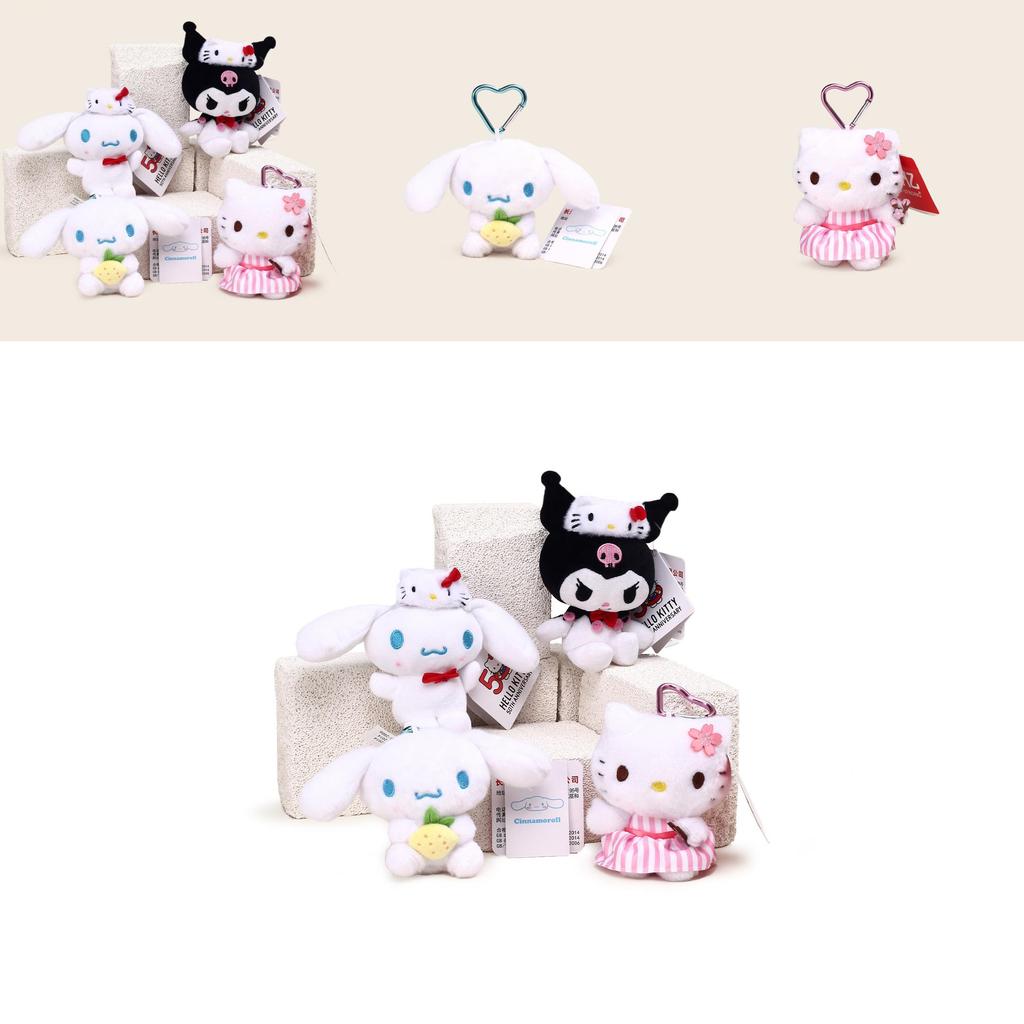 Cinnamoroll Kuromi Character Plush Keychain With Heartshaped Cherry Blossom Hello Kitty For School Bag Gift