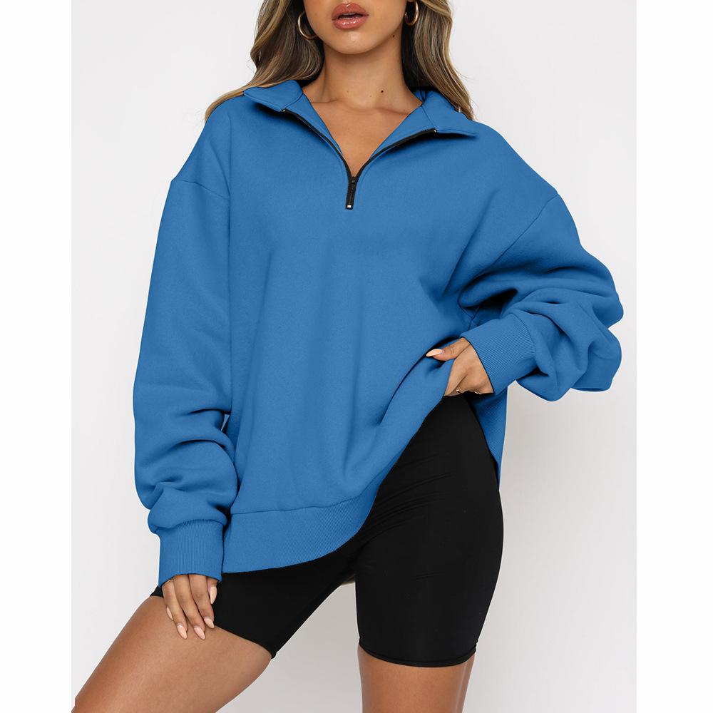 Dámský oversized pulovr na zip s dlouhým rukávem mikina s kapucí americká vintage móda tepláková souprava základní pulovry