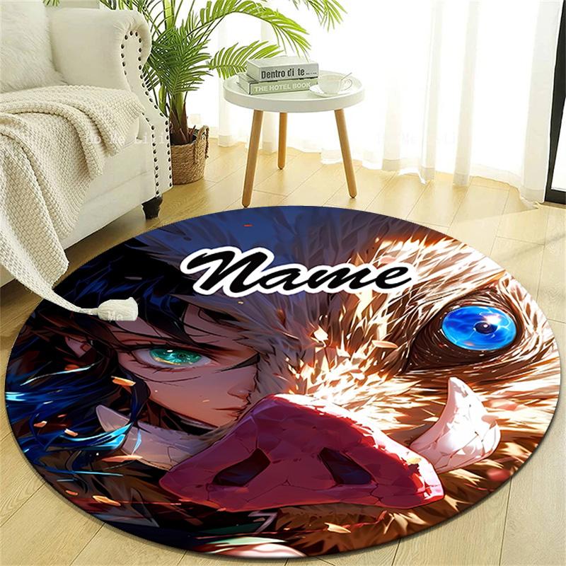Personalized Demon Slayer Round Chair Office Rug - Perfect for Mat, Office Chair & More - Ideal Gift for Birthdays and Holidays