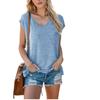 Women's Cover Sleeve Vest V-Neck Solid Color Casual Loose Short Sleeve Women