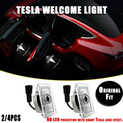 2/4Pcs HD Ghost Shadow Lights for Model 3/Y/X/S/Highland|Car Logo Welcome Projector | Easy Install LED Door Lights