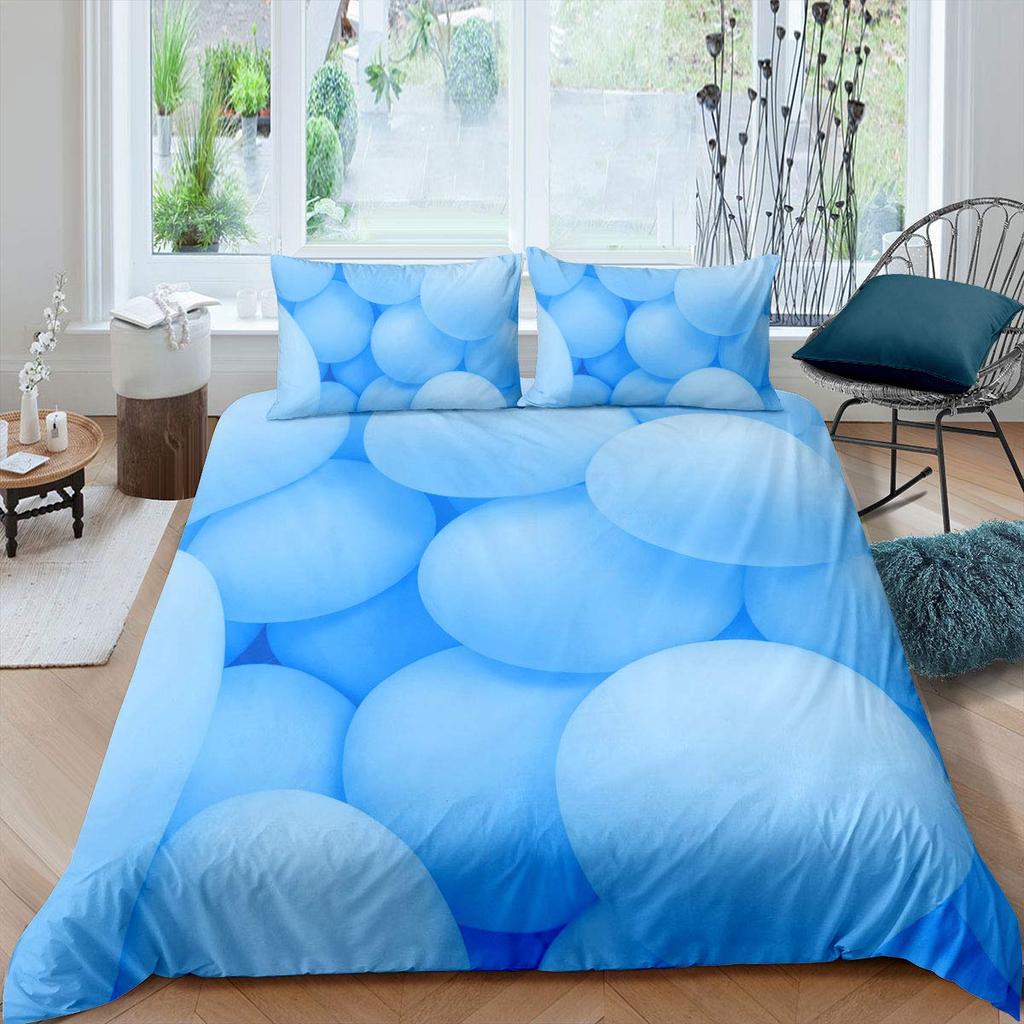 Watercolor Duvet Cover Hand Painted Style Floating Hot Air Balloons Clouds Print Decorative Bedding Set Blue Pink Coral Children