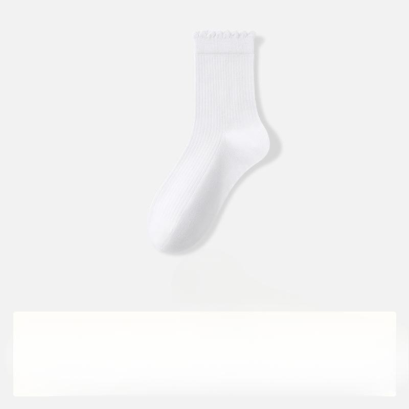 

Женские весенне-летние тонкие носки из чистого хлопка с кружевом для студенток 1 pair белый